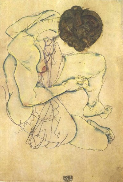 Nudo femminile seduto da Egon Schiele
